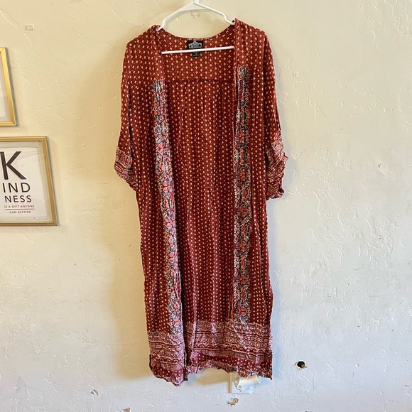 Angie Jackets & Blazers - Angie Rust Red Boho Duster Kimono